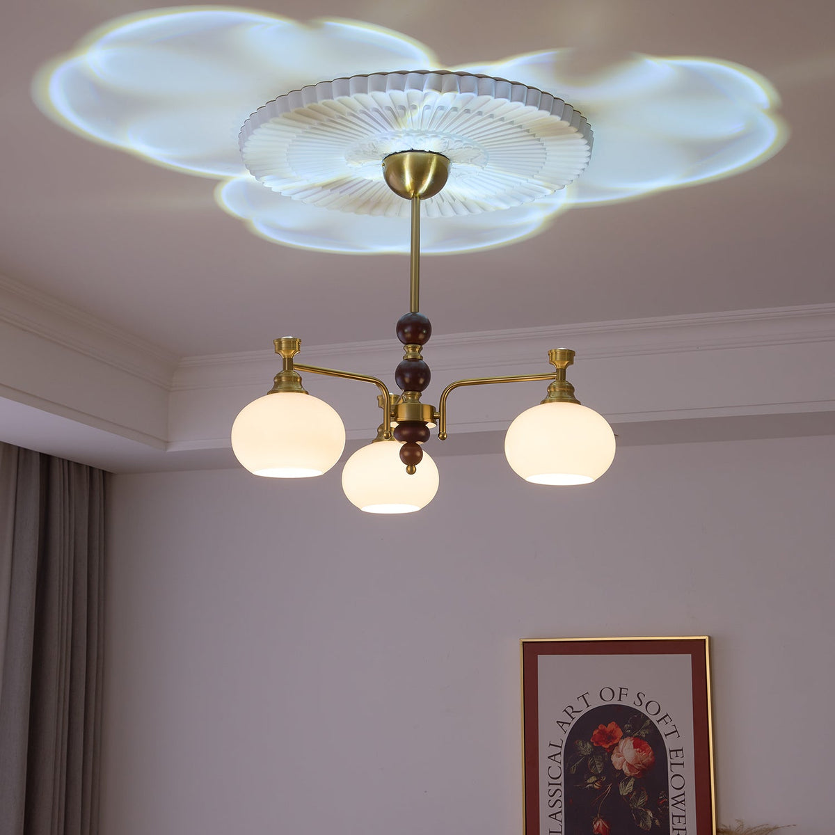 Aursolos traditionell elegant krona i trä och glas