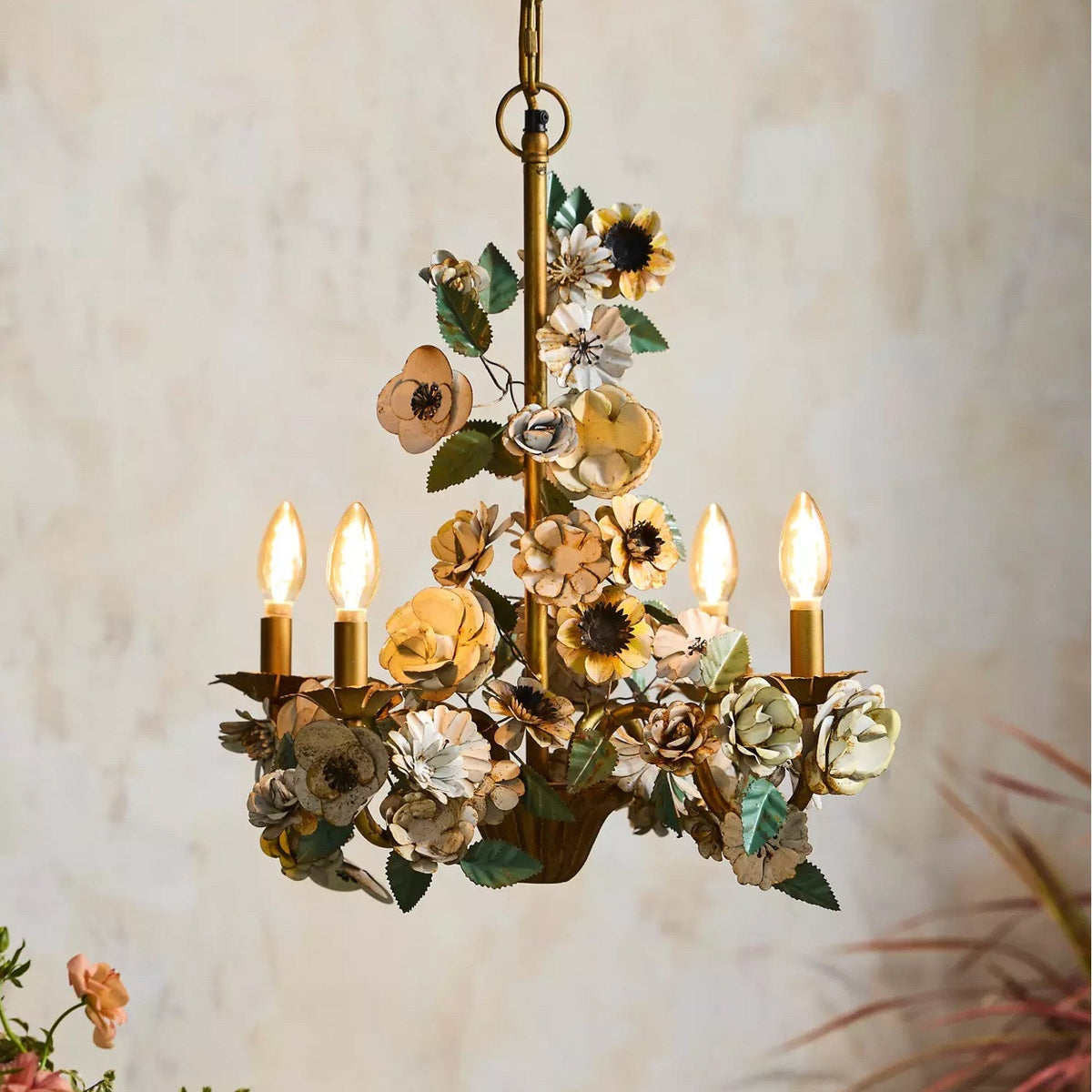 Candeeiro de teto floral vintage