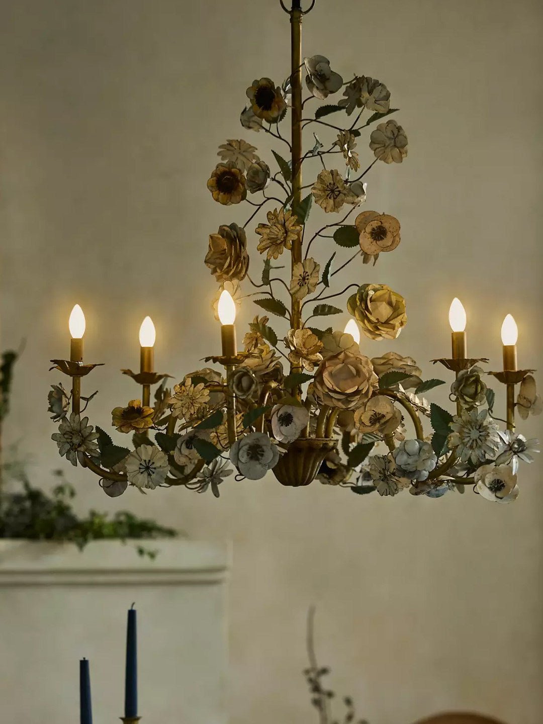 Candeeiro de teto floral vintage