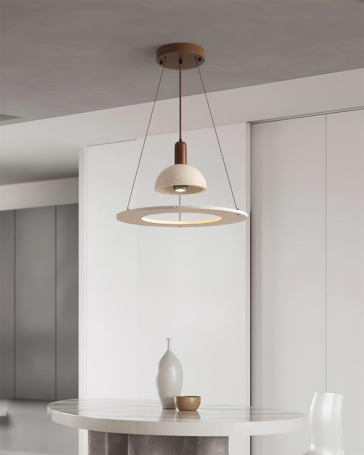 Valenise Travertine Dome & Ring -riippuvalaisin