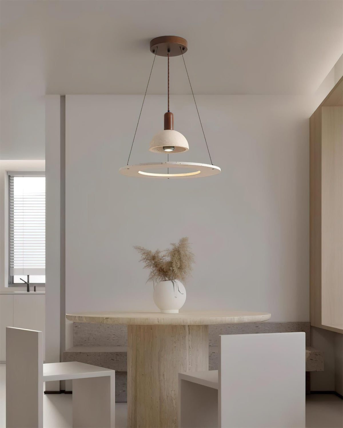 Valenise Travertine Dome & Ring -riippuvalaisin