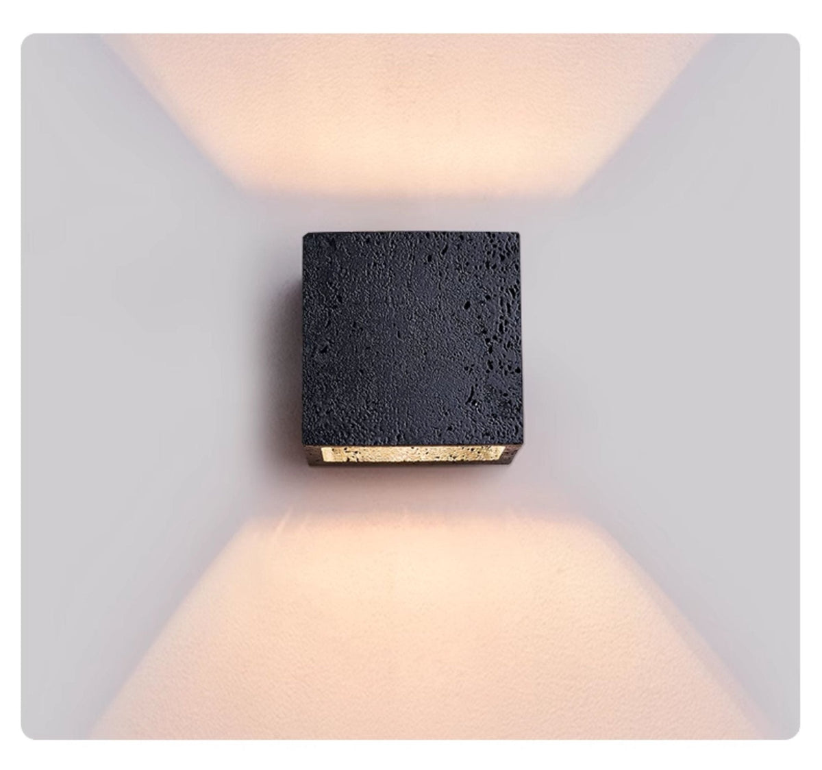 Valeise Cube -musta travertiiniseinävalaisin