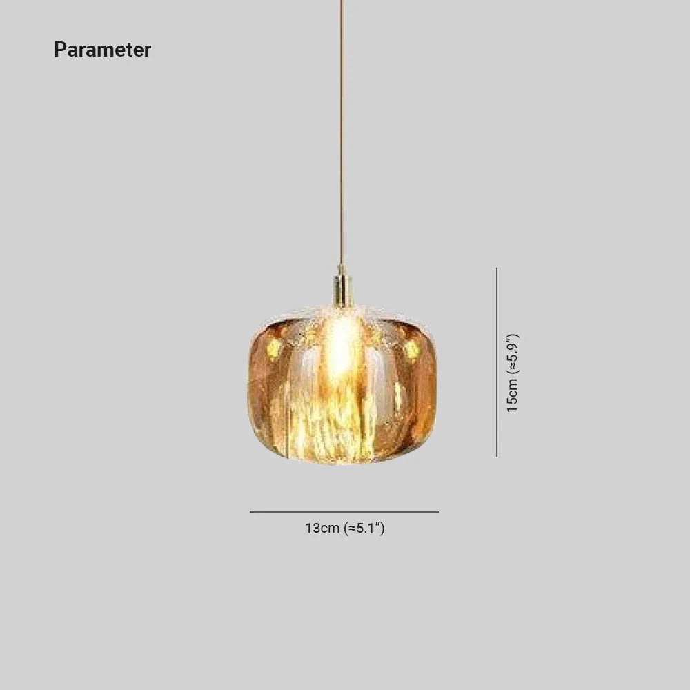 Valentina modern LED-pendellampa i bubbligt glas, bärnstensfärgad/genomskinlig/grå