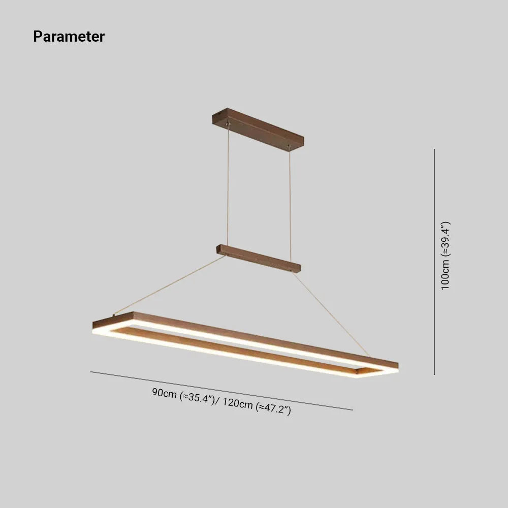 Nexil Modern Rectangular Hanging Pendant Light, Gold/Coffee