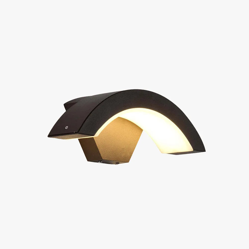 Candeeiro de parede exterior Alvyn nórdico, LED, arqueado e impermeável, preto