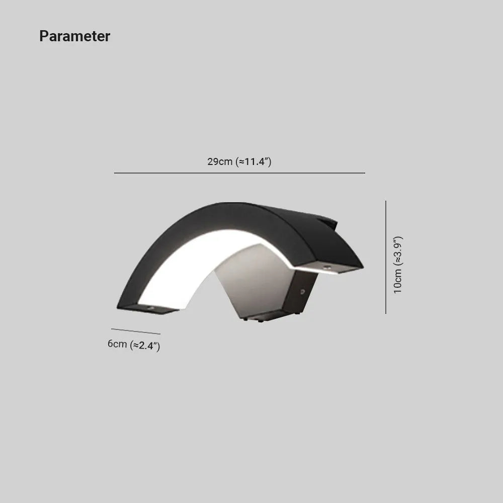 Candeeiro de parede exterior Alvyn nórdico, LED, arqueado e impermeável, preto