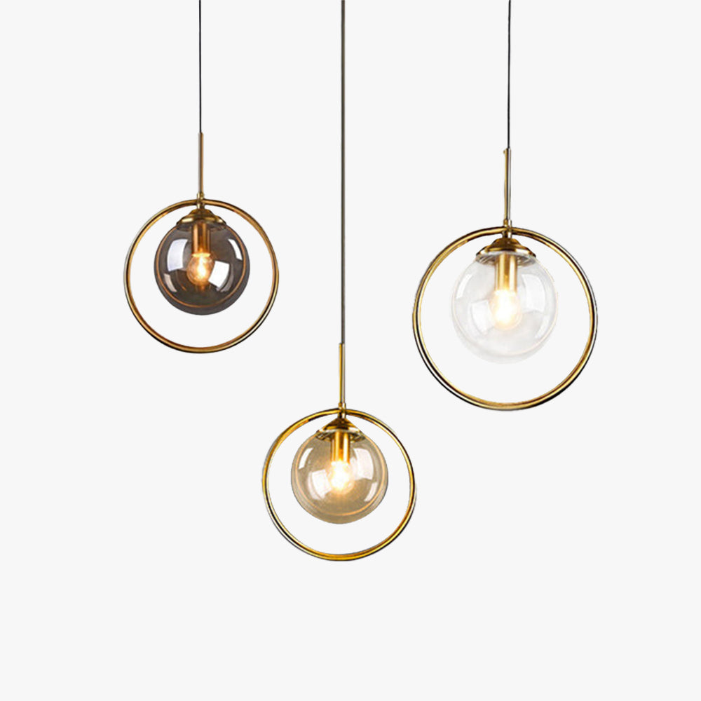 Zoey Glass Pendant Light with a Metal Ring