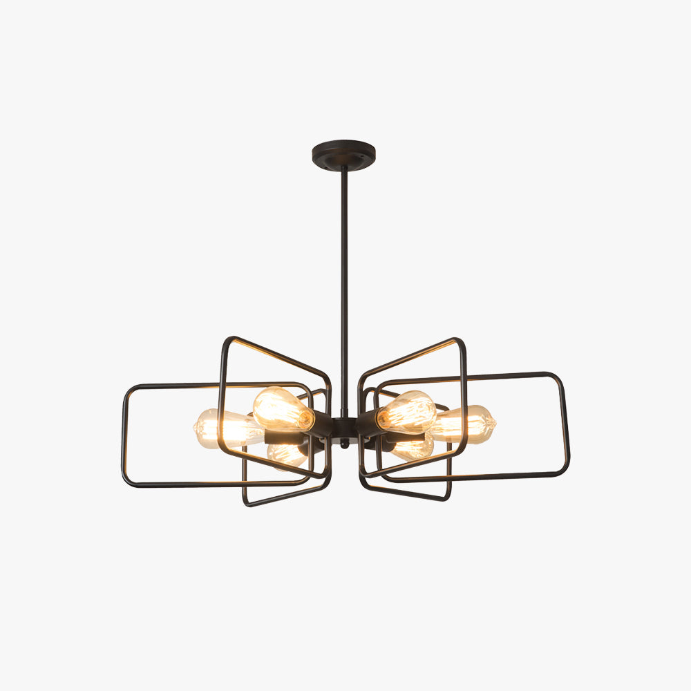 Alessio Industrial LED Chandelier Black Metal Living Room/Bedroom