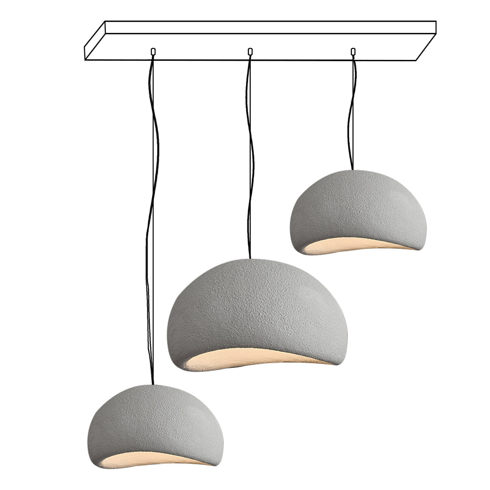 Wabi-sabi-henkinen kiviryhmäkattokruunu, orgaaninen muoto, minimalistinen taiteellinen ilme