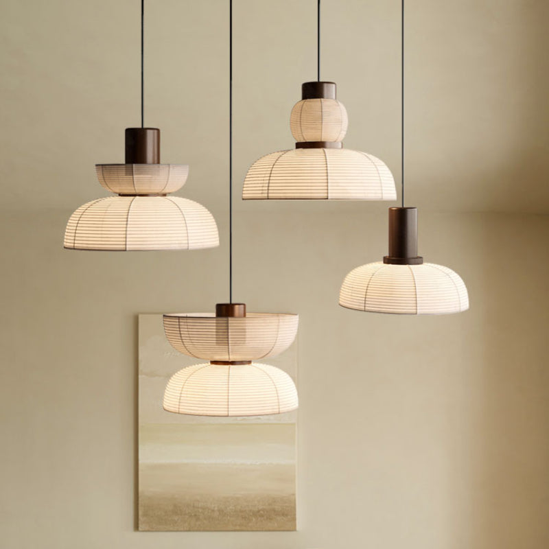 Ritta Pendant Light Neutral Paper Modern Fabric White
