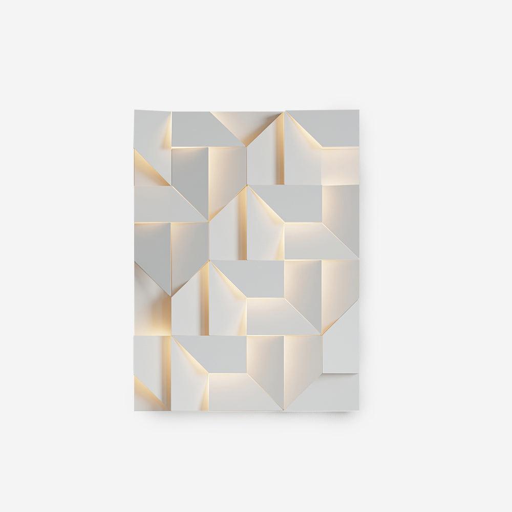 Væglampe med 3D-geometriske paneler, lagdelt lyskunst, fjernbetjent dæmpning, moderne