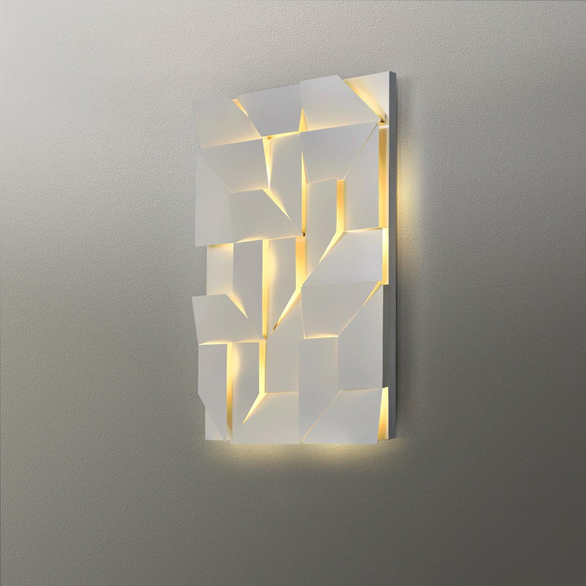 Væglampe med 3D-geometriske paneler, lagdelt lyskunst, fjernbetjent dæmpning, moderne
