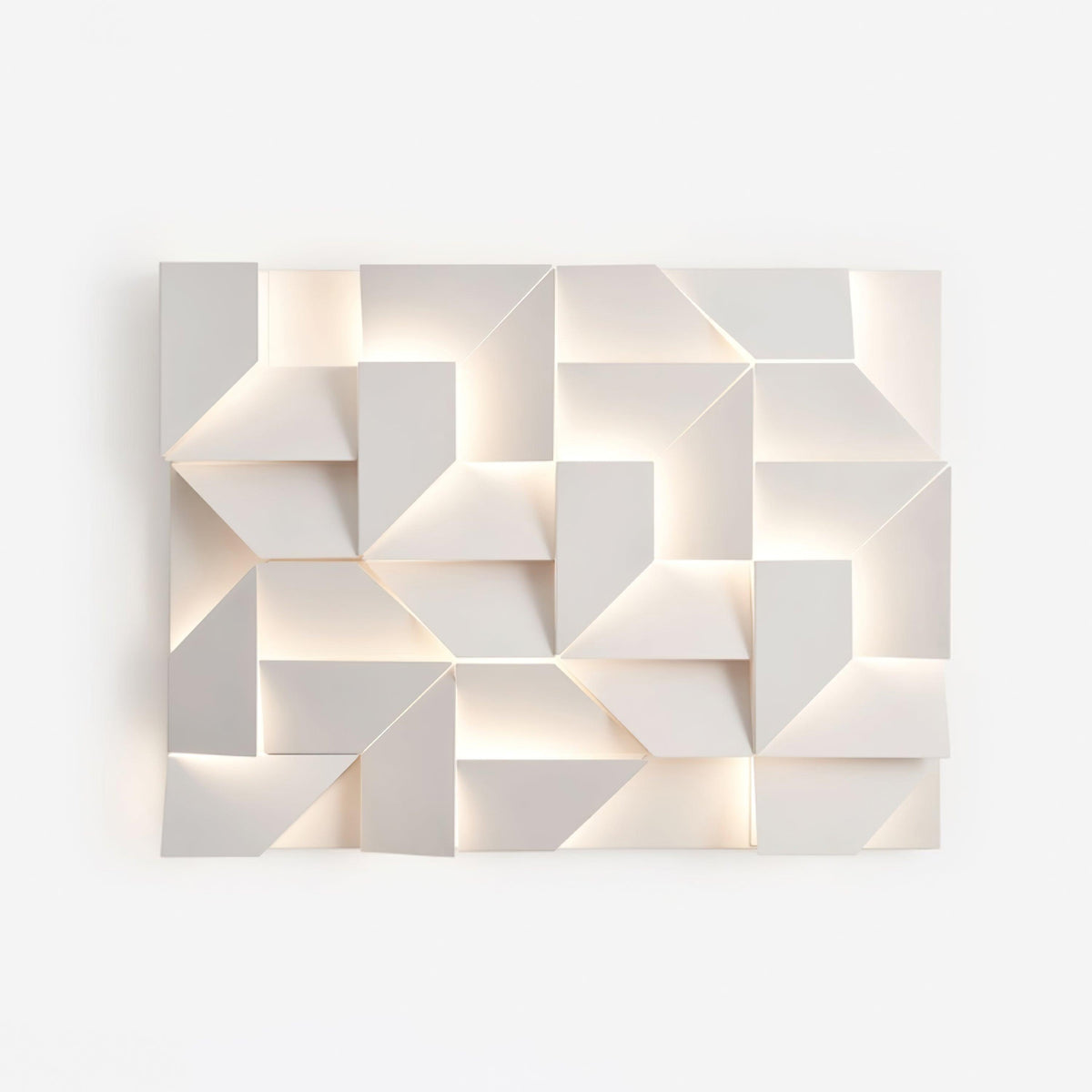Væglampe med 3D-geometriske paneler, lagdelt lyskunst, fjernbetjent dæmpning, moderne