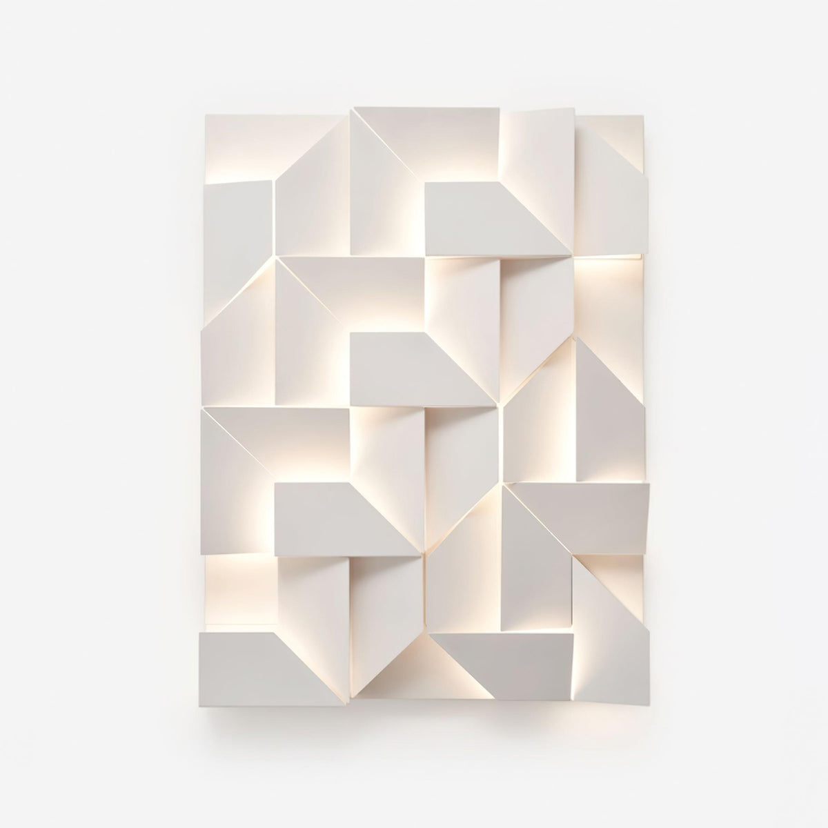 Væglampe med 3D-geometriske paneler, lagdelt lyskunst, fjernbetjent dæmpning, moderne