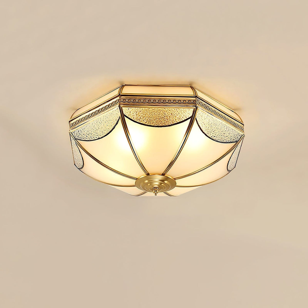 Ellaeara hvelfd loftljós úr kopar og gleri í vöruhúsastíl