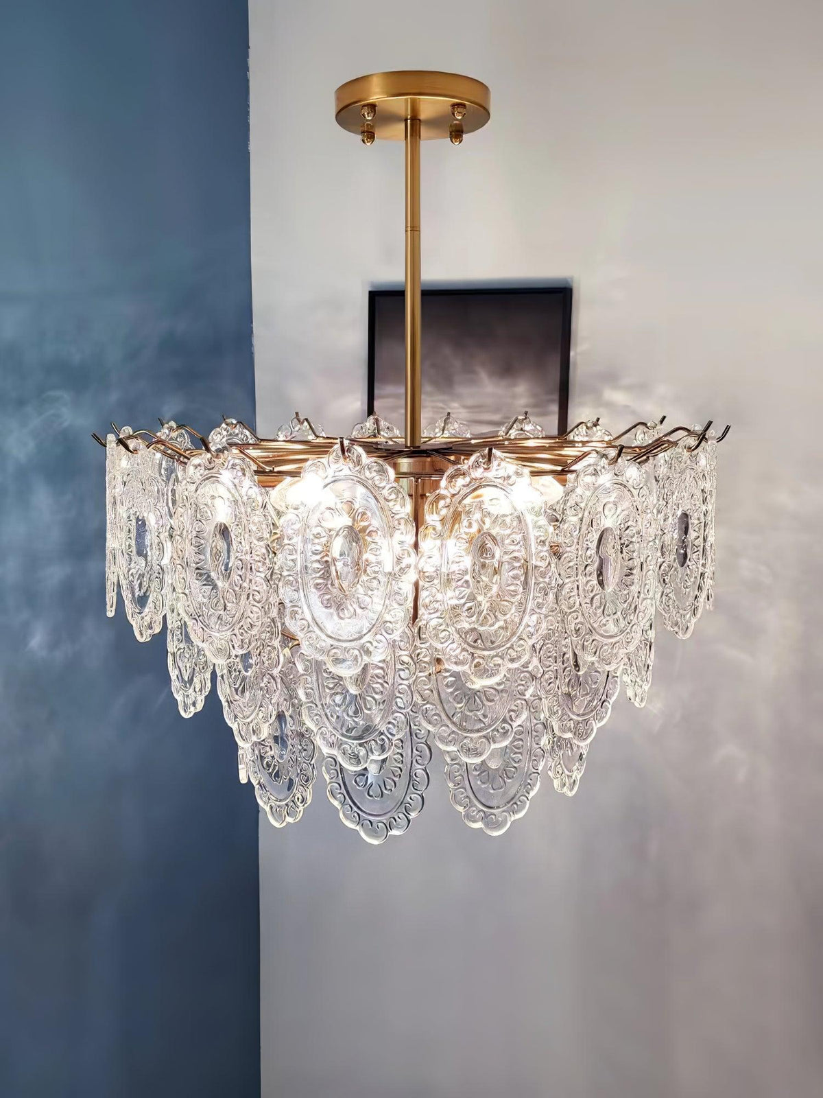 Dallion-kattovalaisin aaltoileva lasi taottu rauta elegantti