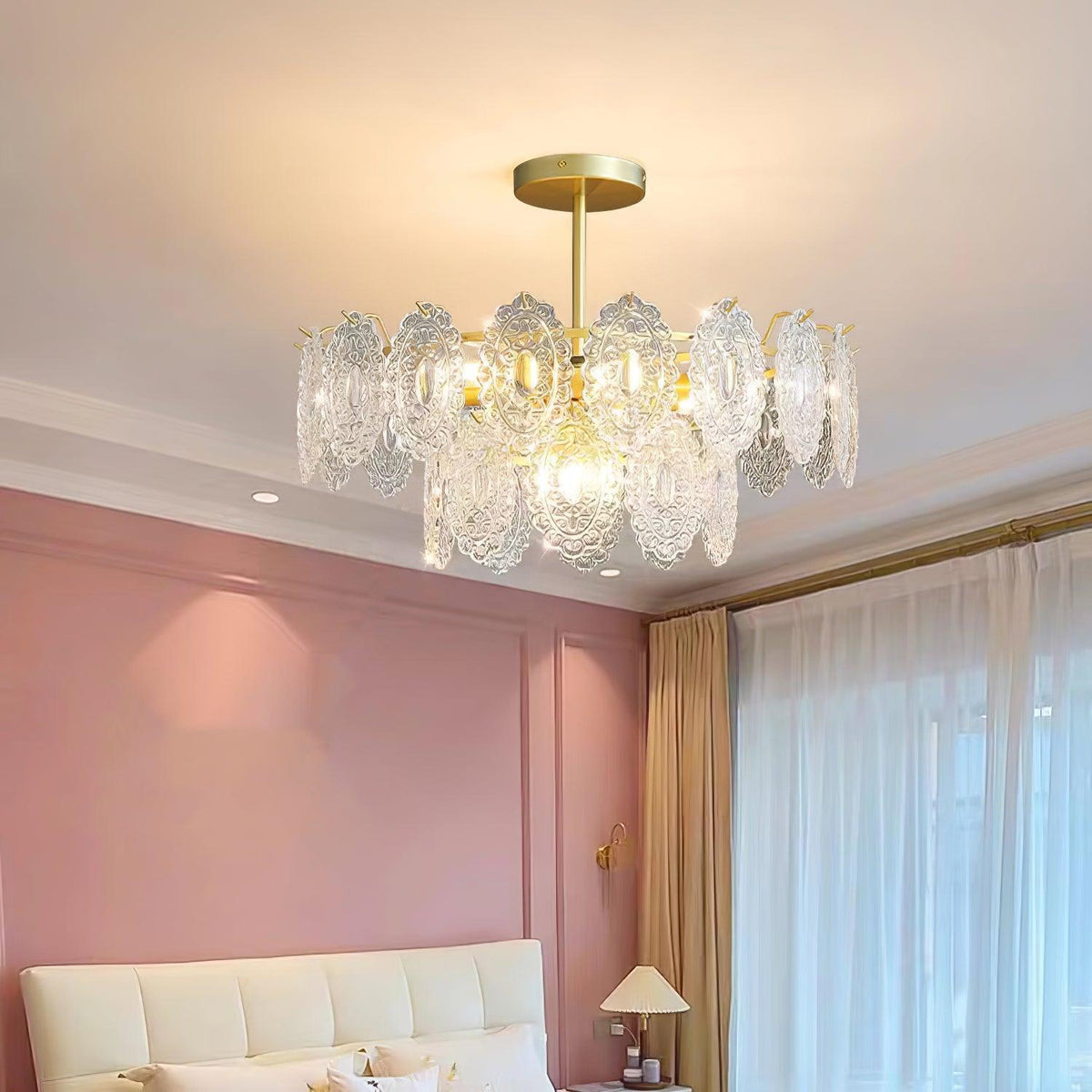 Dallion-kattovalaisin aaltoileva lasi taottu rauta elegantti