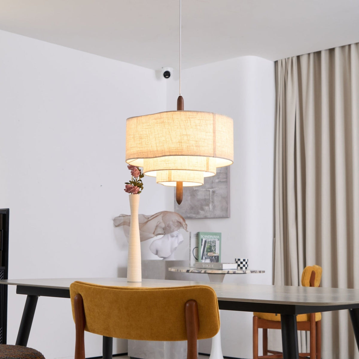 Salemu elegant pendellampe i stof med bølge- og stigedesign