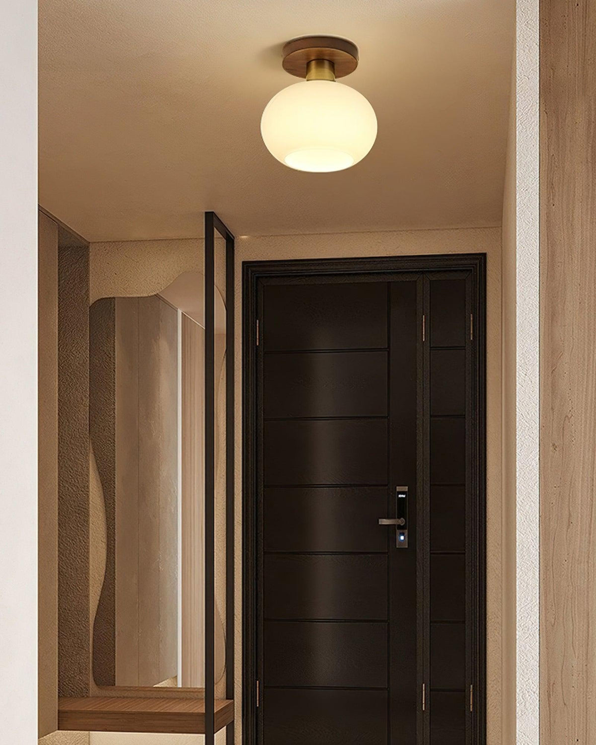 Elorusl nordisk kunstnerisk loftslampe i hvidt muslingeskalsglas