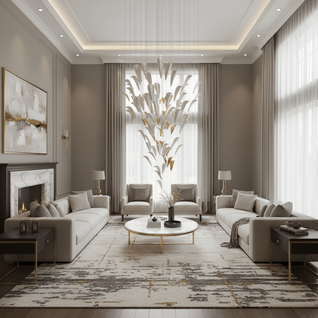 Plume Glow Hvid Fjer Art Deco Tilpasselig Lysekrone