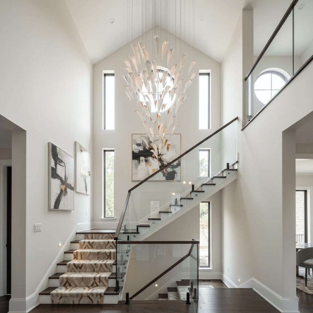 Plume Glow Hvid Fjer Art Deco Tilpasselig Lysekrone