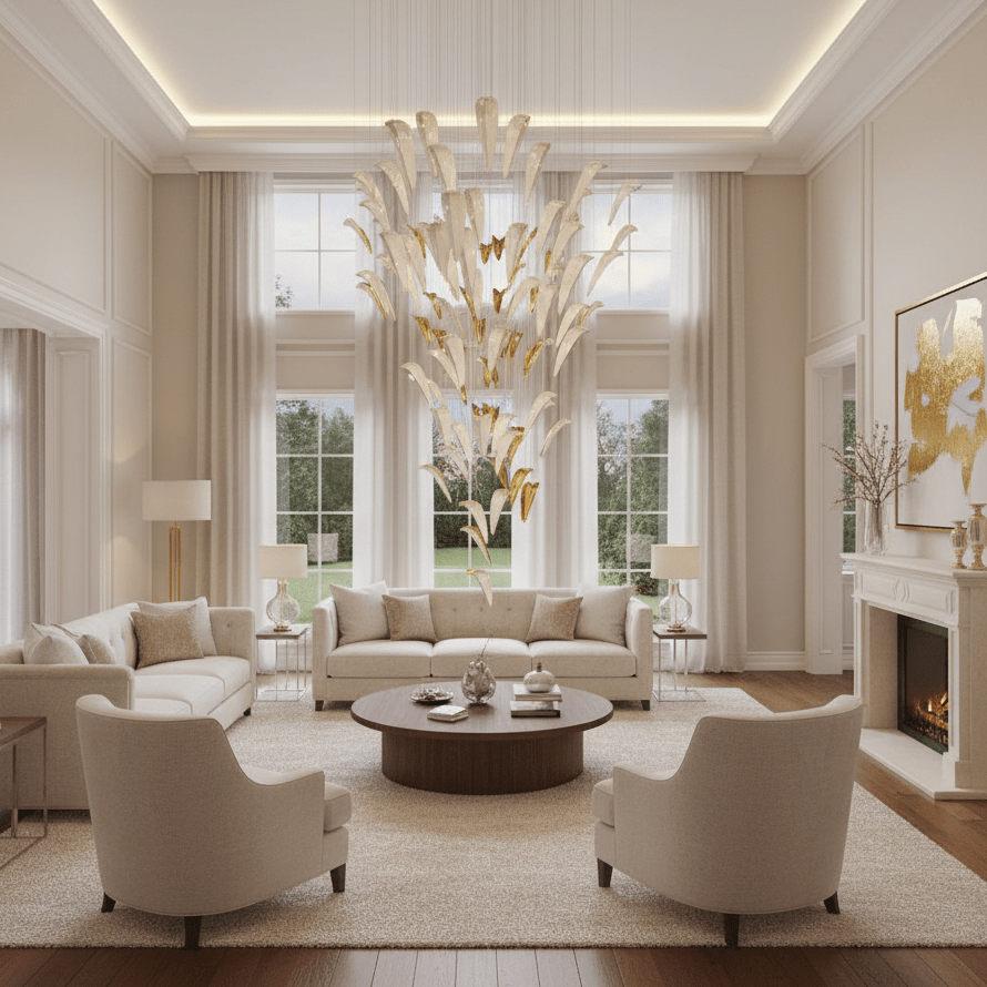 Plume Glow Hvid Fjer Art Deco Tilpasselig Lysekrone