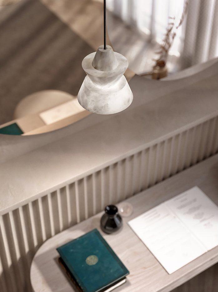 Curineth minimalískur ljós alabasturshengilampi
