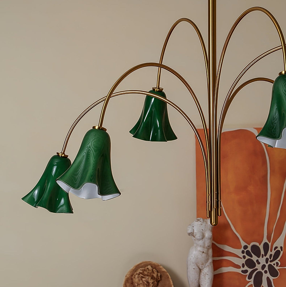 Candeeiro de teto suspenso em vidro EmeraldBell