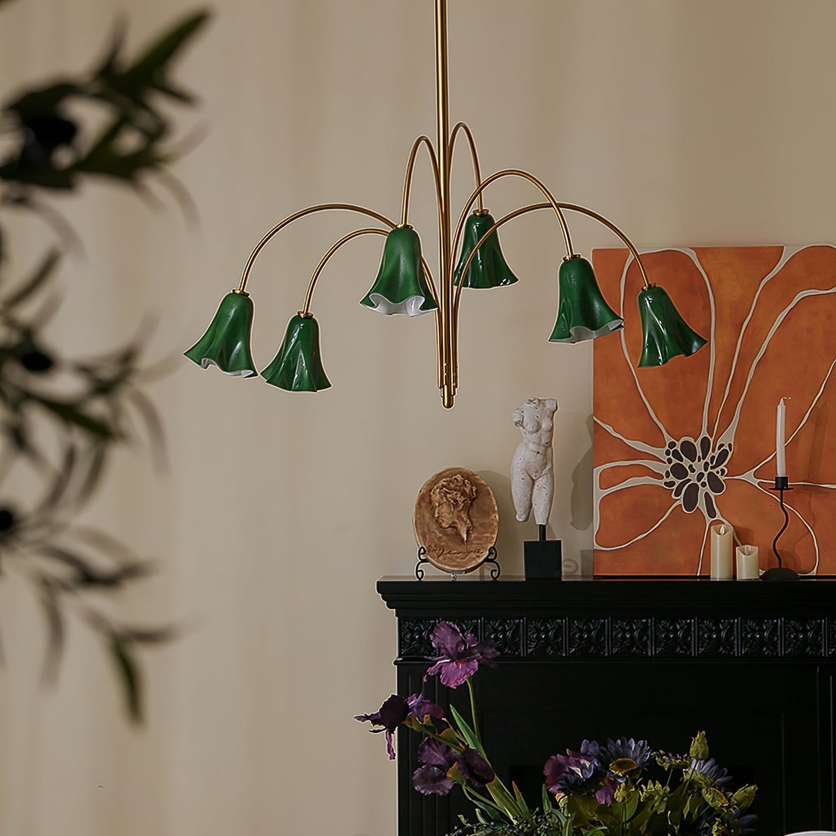 Candeeiro de teto suspenso em vidro EmeraldBell