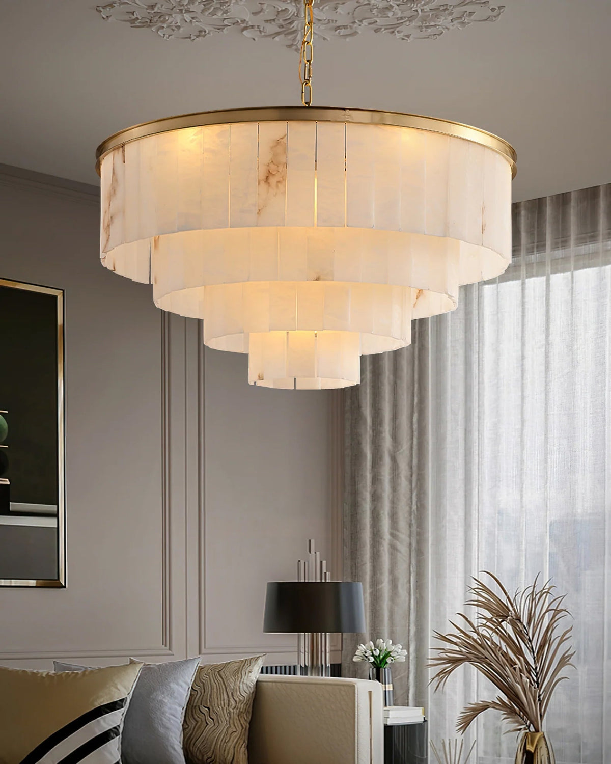 Candelabro de alabastro Windham, halo em camadas