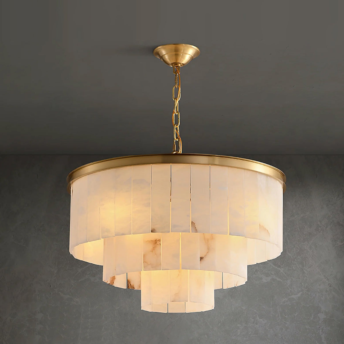 Candelabro de alabastro Windham, halo em camadas