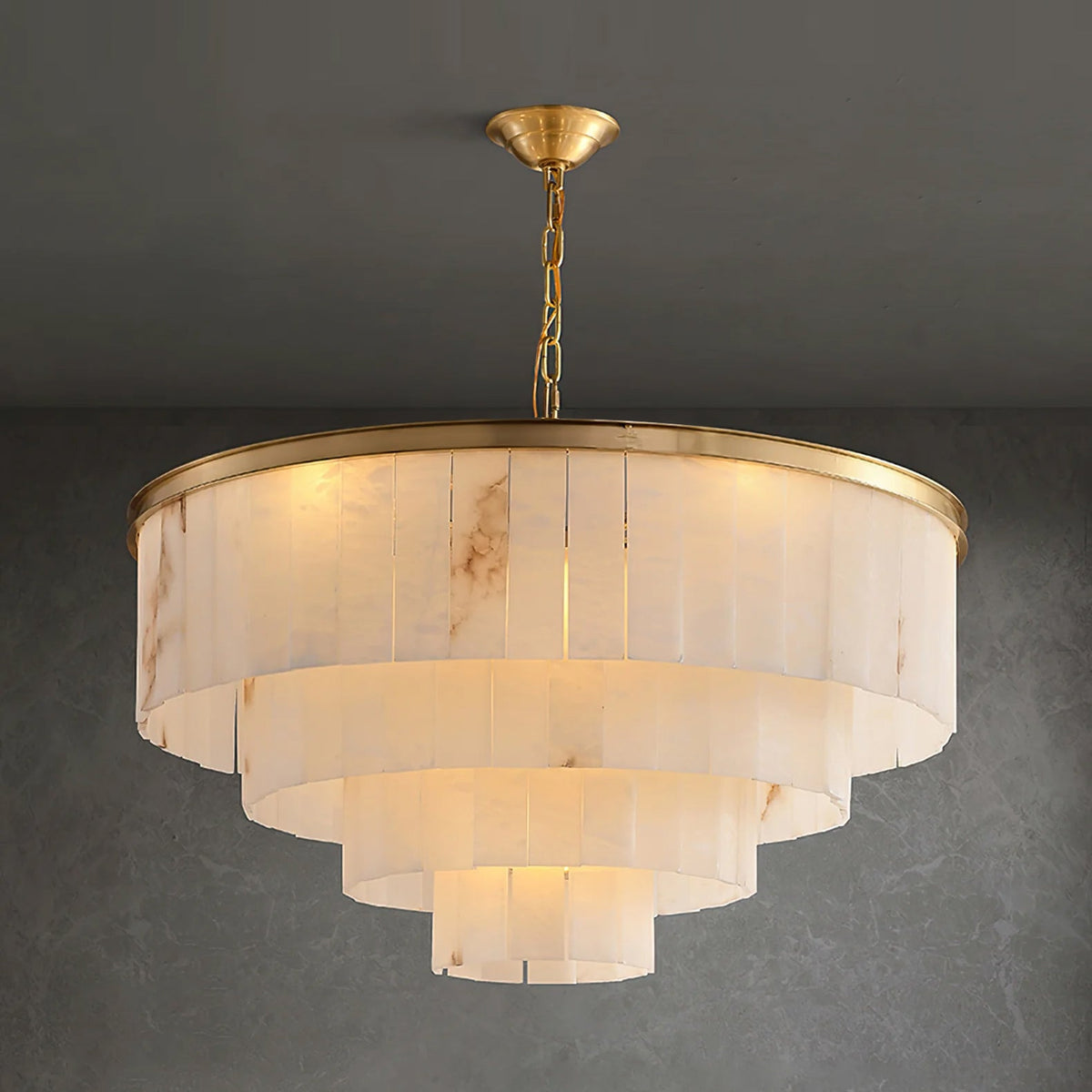 Candelabro de alabastro Windham, halo em camadas