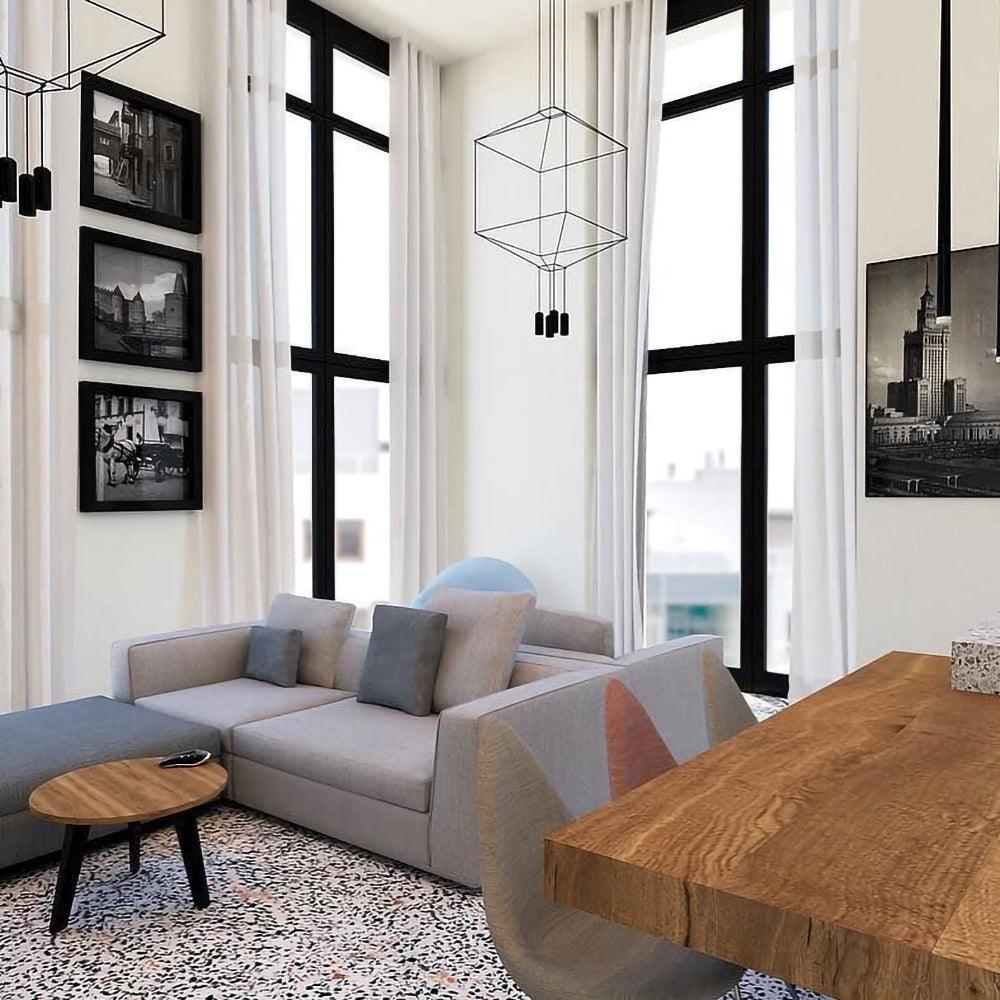 Elaalora geometrinen musta LED-riippuvalaisin metallilangasta