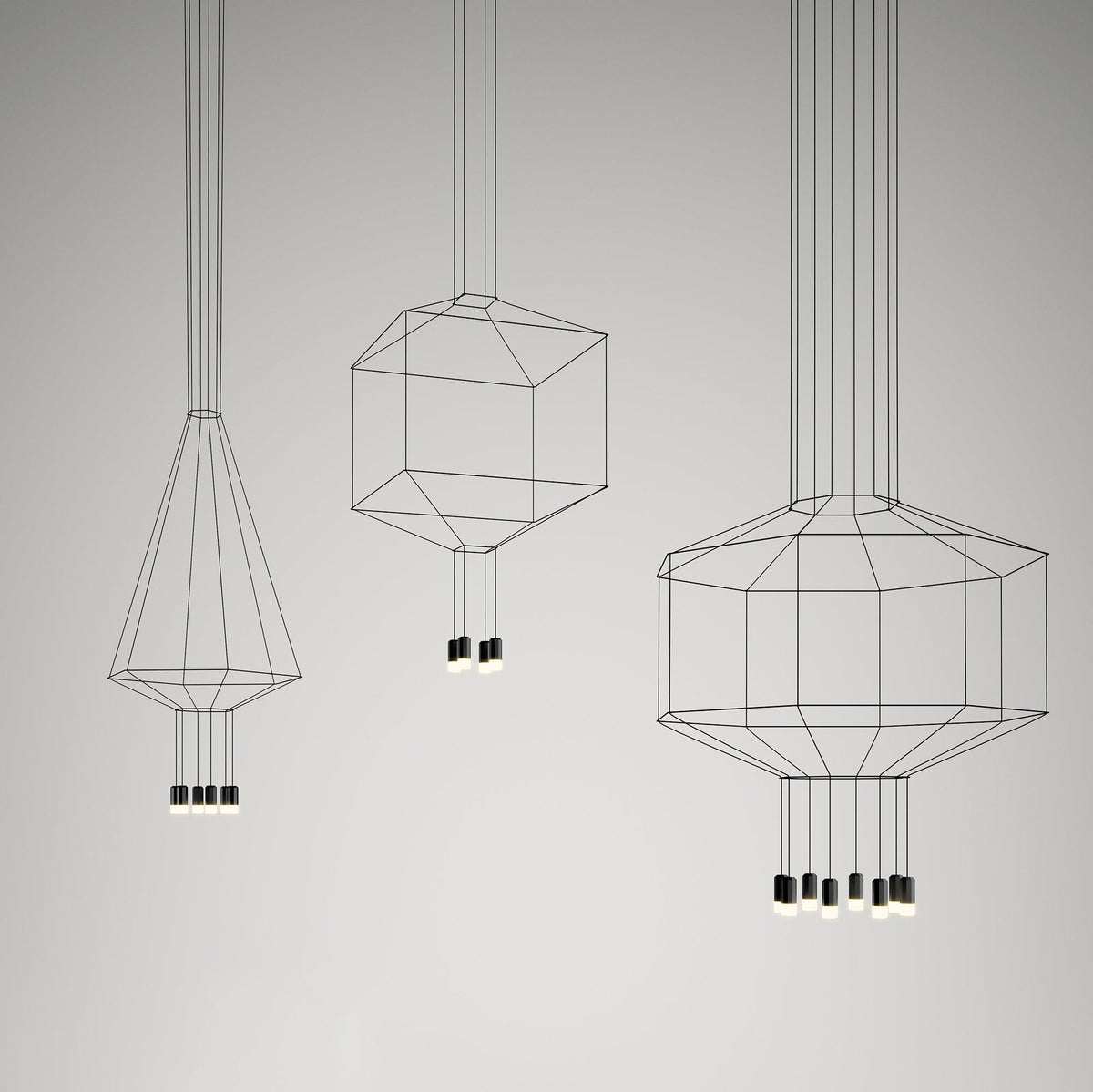 Elaalora geometrinen musta LED-riippuvalaisin metallilangasta