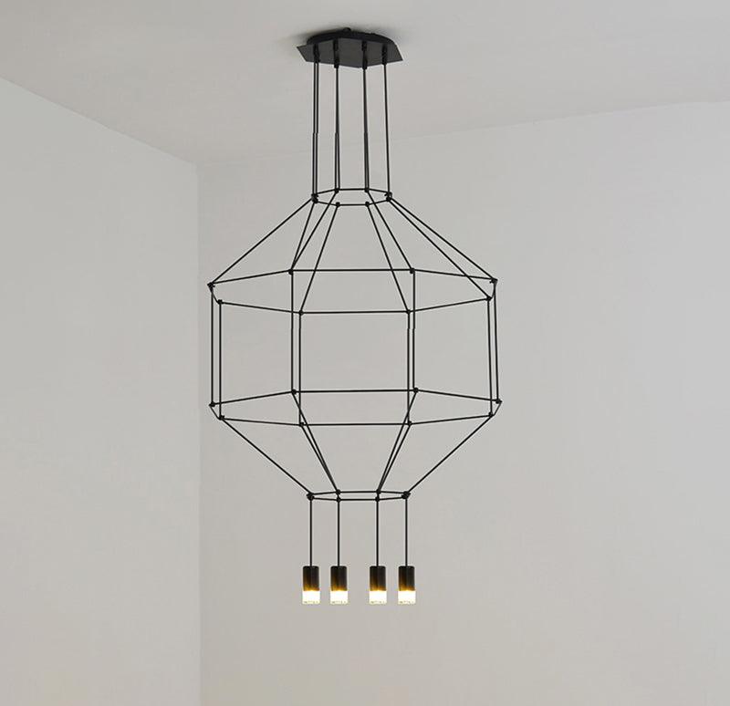 Elaalora geometrinen musta LED-riippuvalaisin metallilangasta
