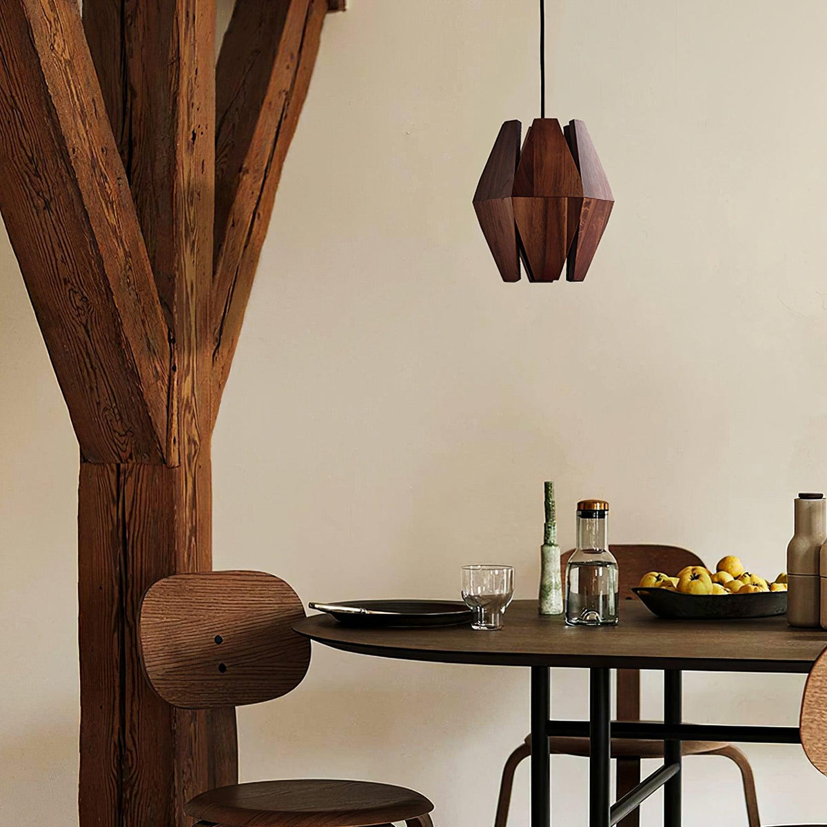 Miro Pendant Lamp Geometric Wood Shade Warm Glow Nordic Minimalist Accent