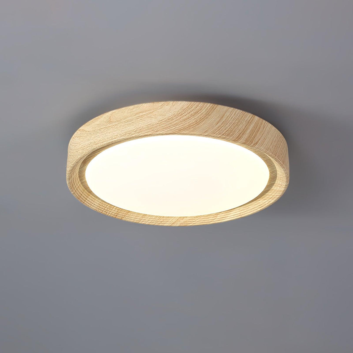 Grena rund loftslampe med træstruktur