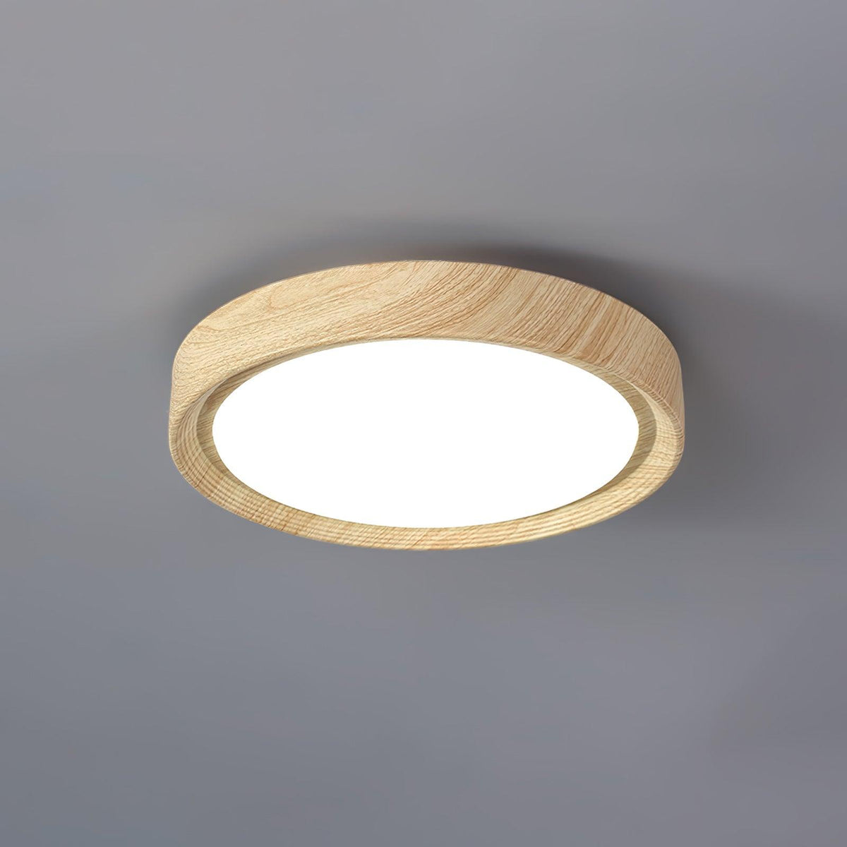 Grena rund loftslampe med træstruktur