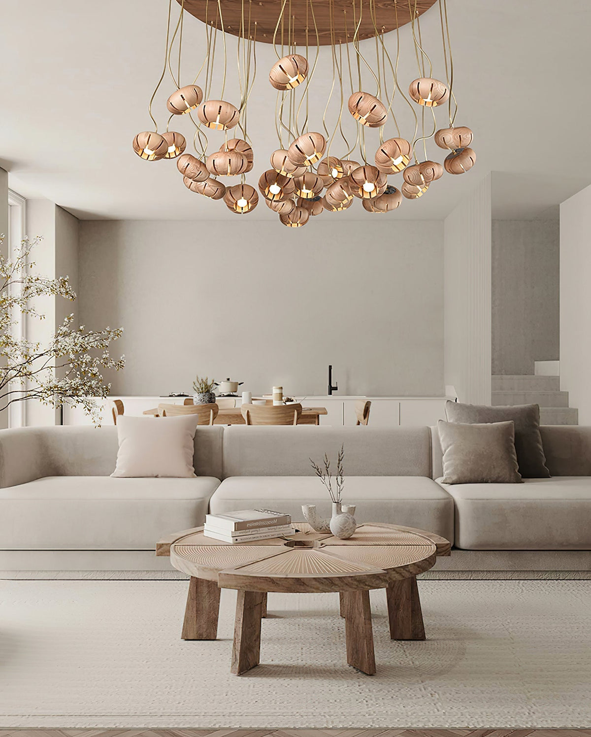 Lustre suspenso escultural em conjunto de mármore Zasorir