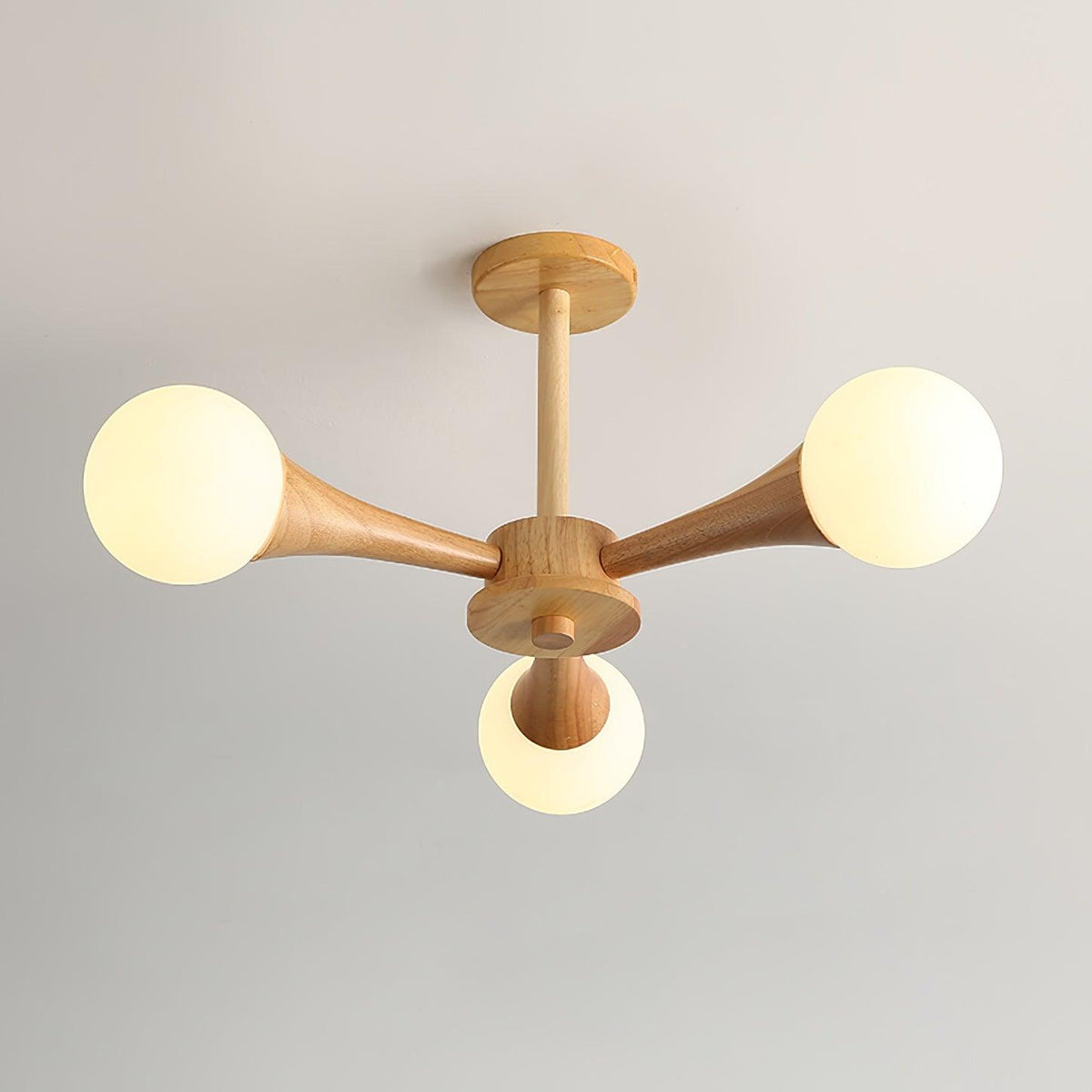 Lustre retro Drae com globo de madeira
