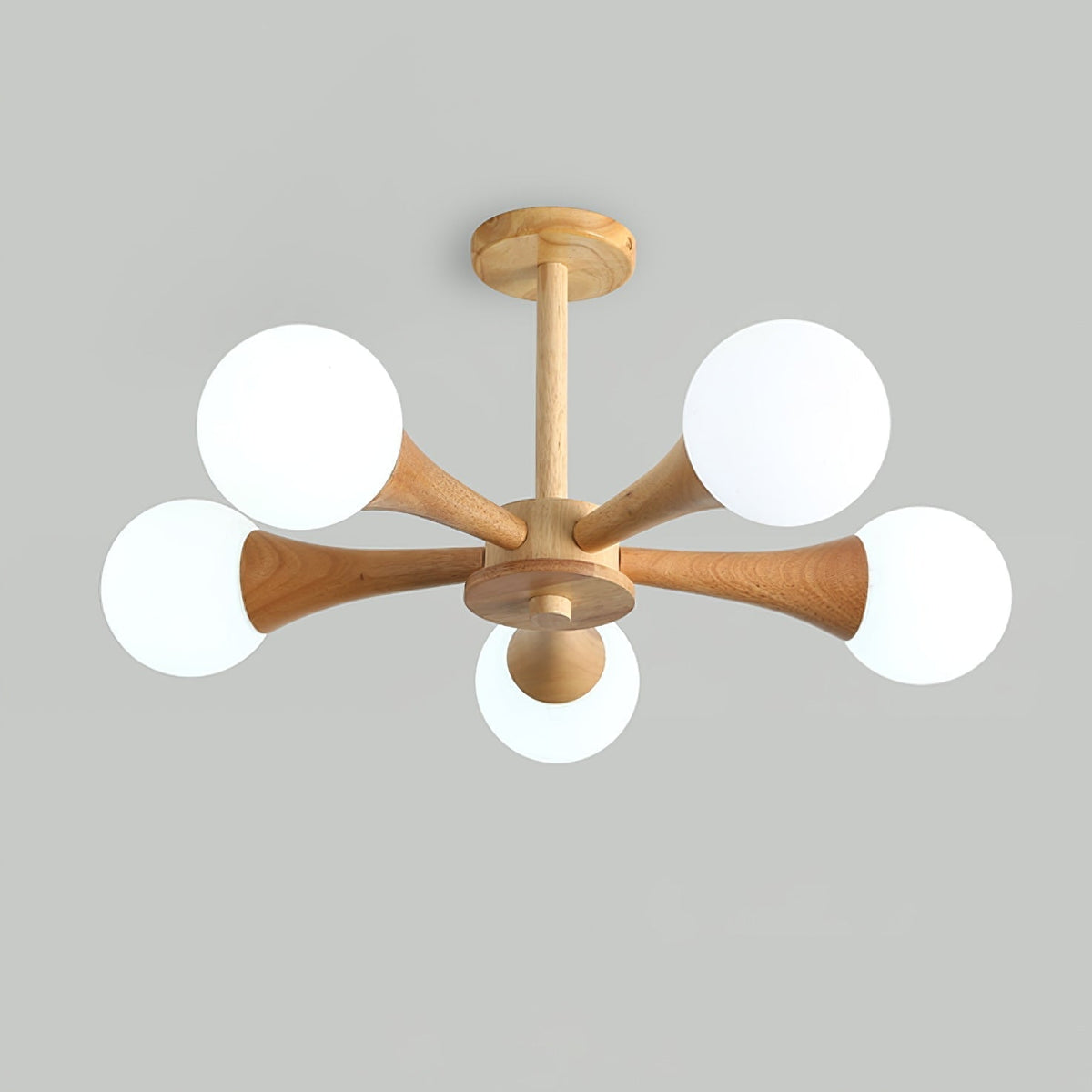 Lustre retro Drae com globo de madeira