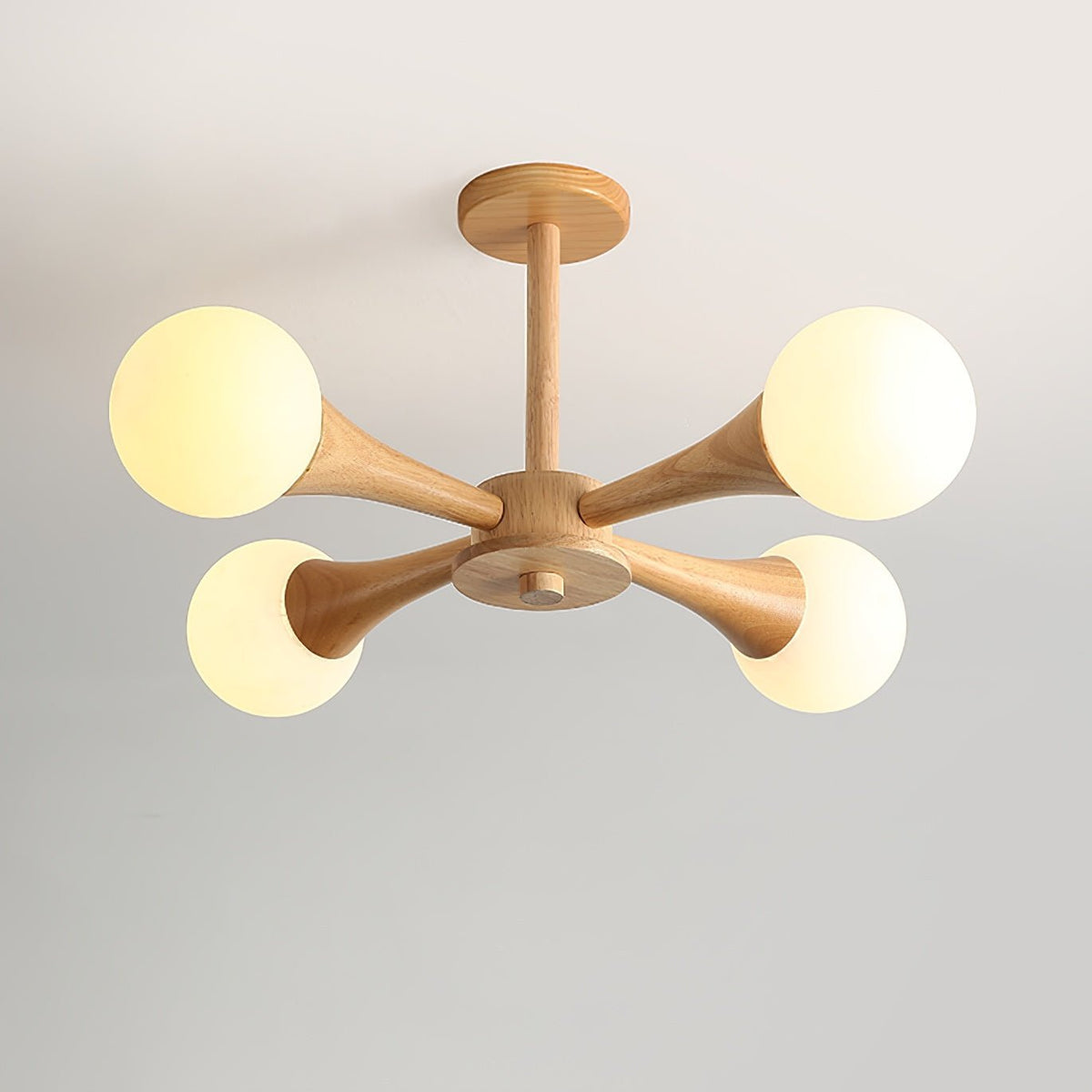 Lustre retro Drae com globo de madeira