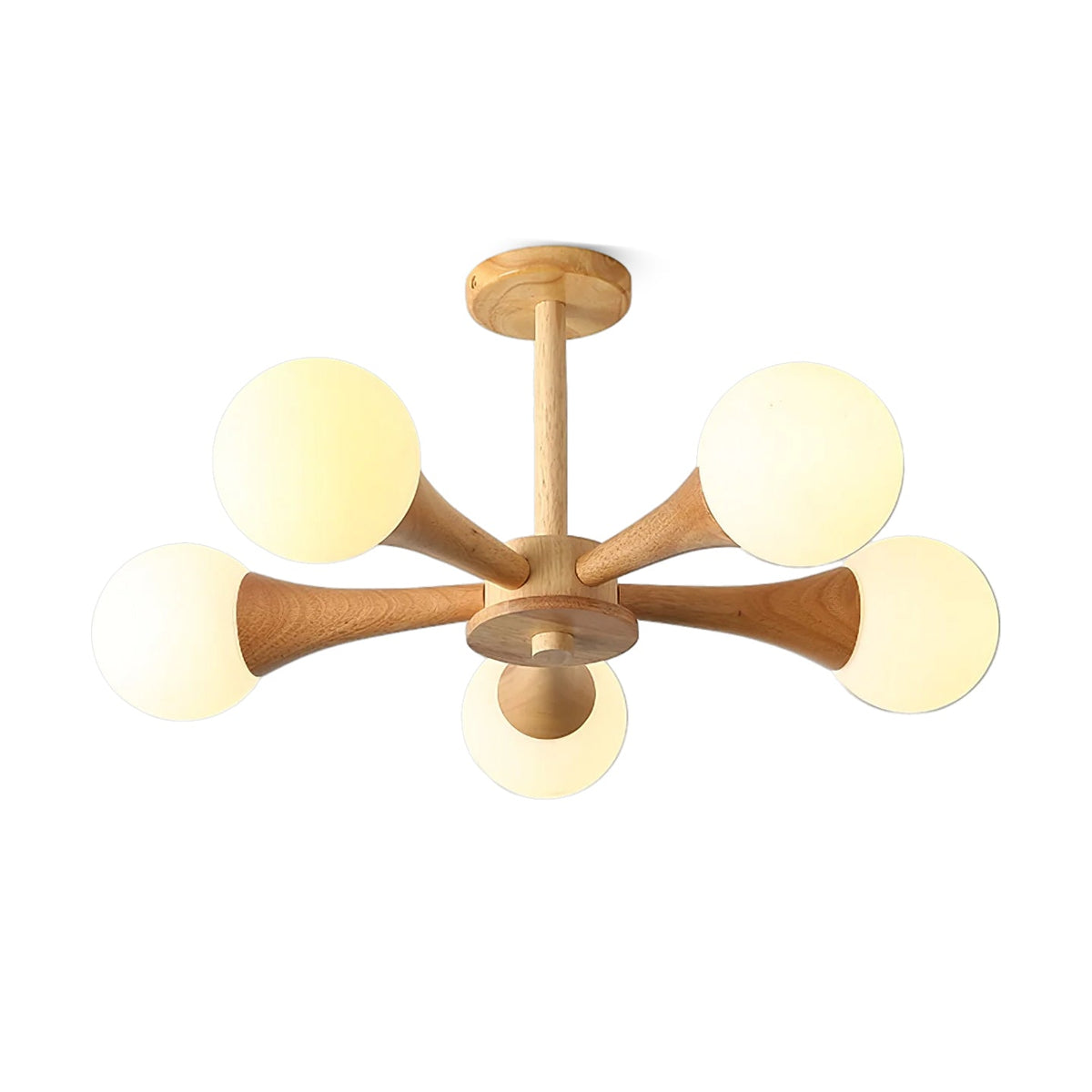 Lustre retro Drae com globo de madeira