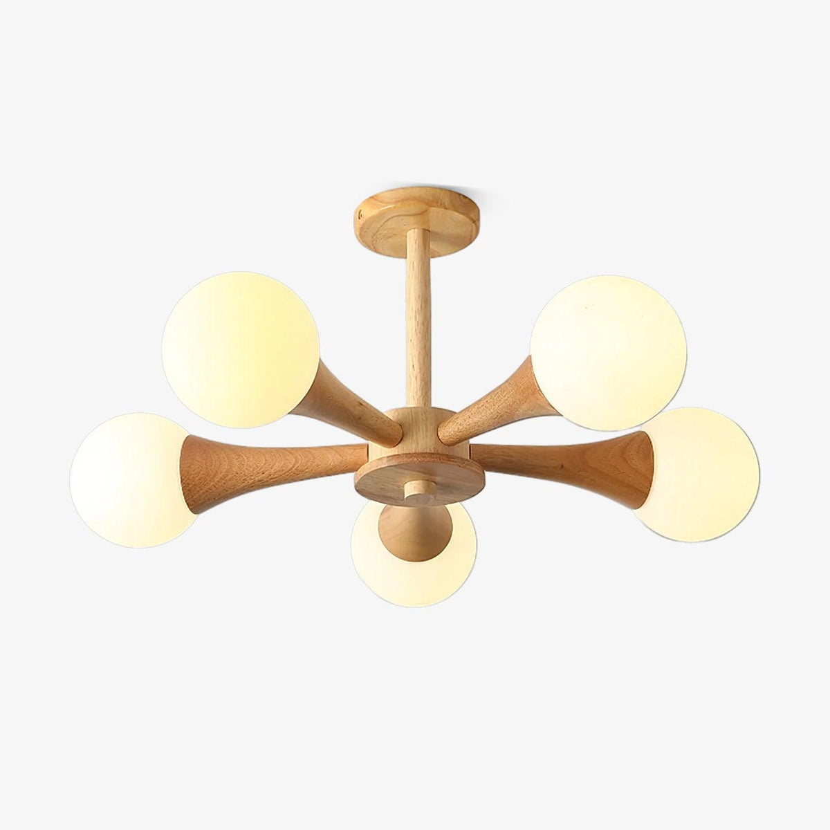 Lustre retro Drae com globo de madeira
