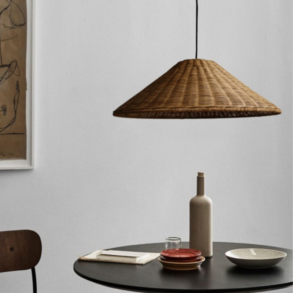Muto vintage handunnið LED-hengiljós úr spanskreyr fyrir stofu