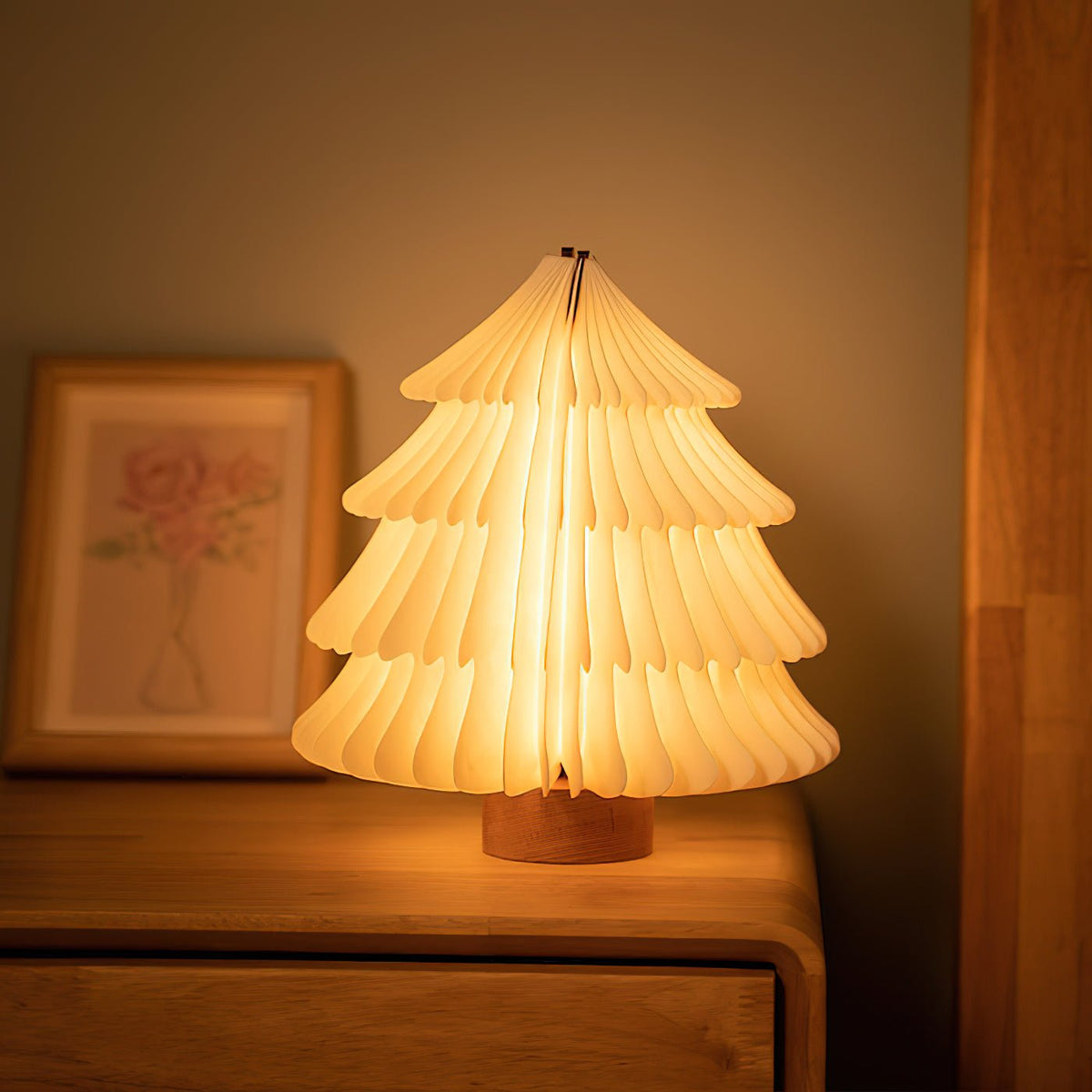 Sammenklappelig juletræs-bordlampe