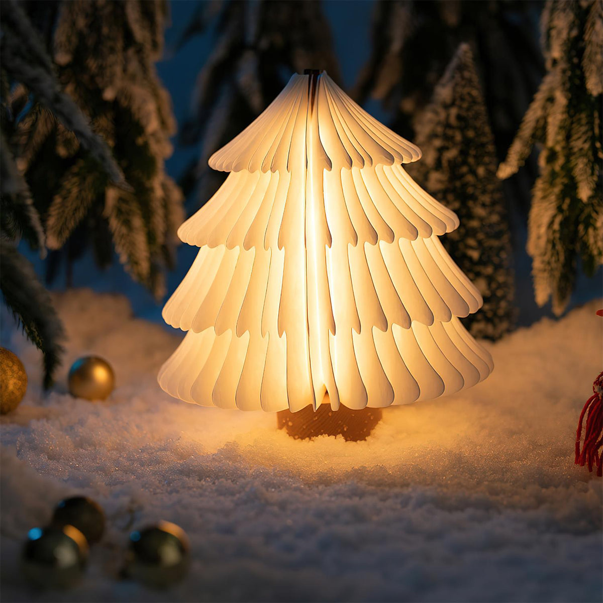 Sammenklappelig juletræs-bordlampe
