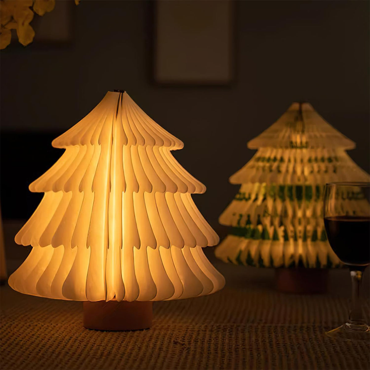 Sammenklappelig juletræs-bordlampe