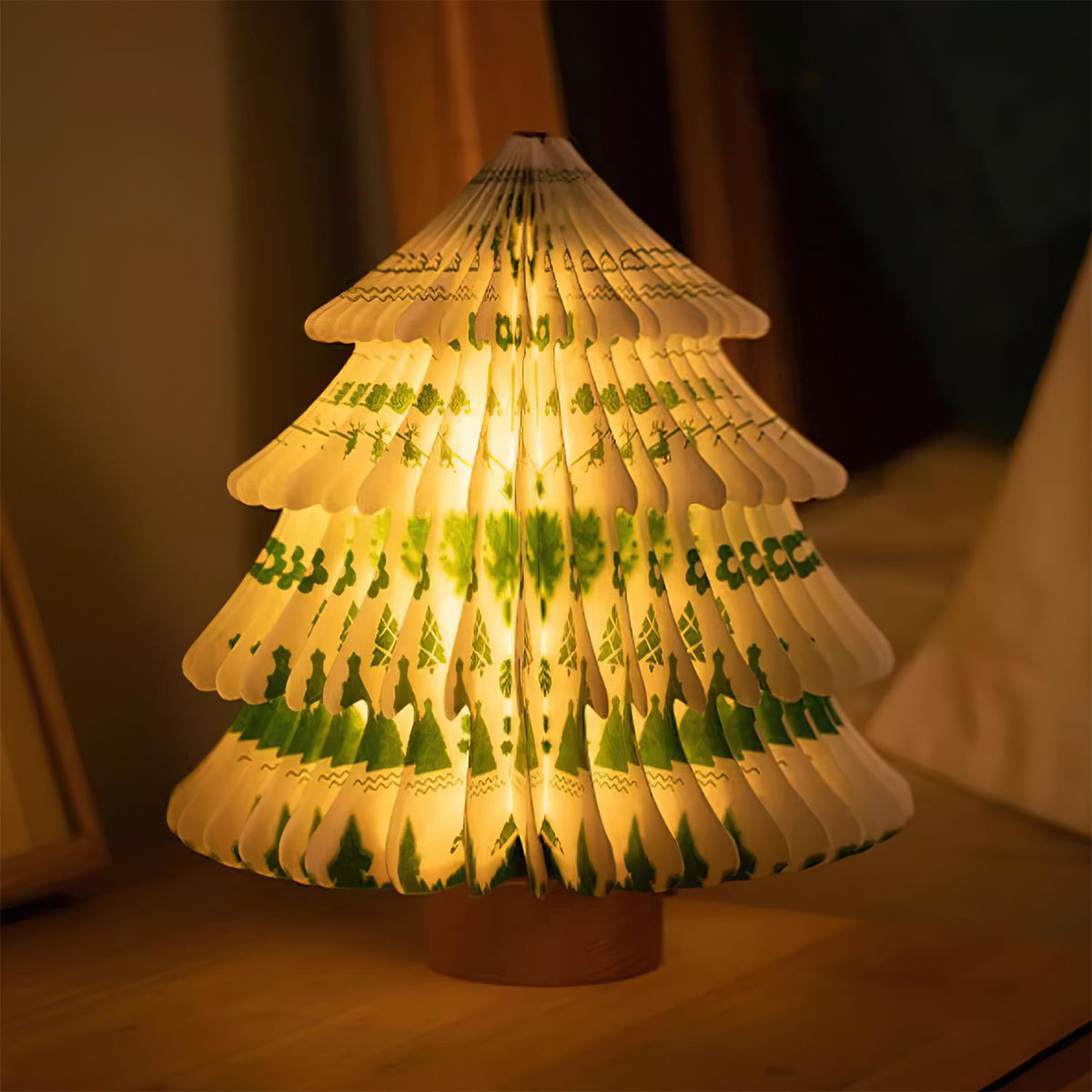 Sammenklappelig juletræs-bordlampe