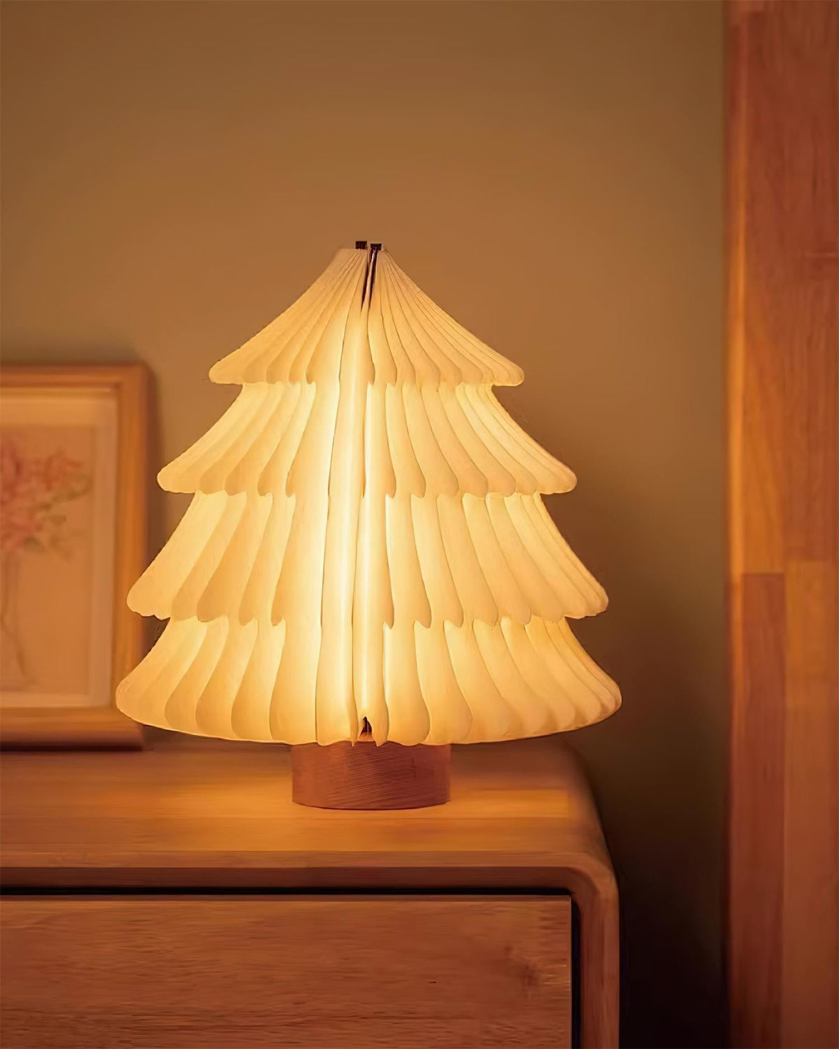 Sammenklappelig juletræs-bordlampe